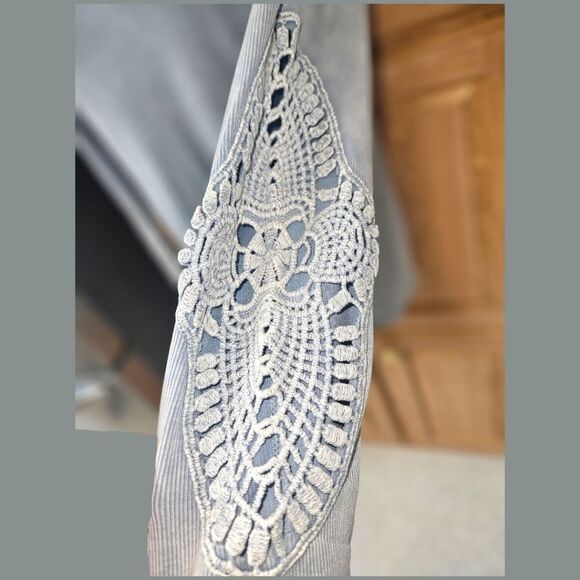 TORRID Plus Size Cotton Modal Blue Ribbed Scoop Neck Crochet Long Sleeve Top 2X - Picture 15 of 16